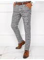 Buďchlap Stylové světle šedé kalhoty s kostkovaným vzorem