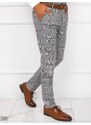 Buďchlap Stylové světle šedé kalhoty s kostkovaným vzorem