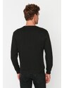 Trendyol Black Men's Regular/Normal Cut Christmas Themed Printed Fleece Inside Sweatshirt