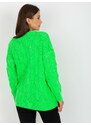 Fashionhunters Fluo zelený kardigan s prolamovaným vzorem RUE PARIS