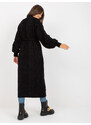 Fashionhunters Černý dlouhý kardigan se zavazovacím páskem RUE PARIS