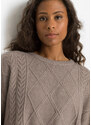 bonprix Oversize svetr s copánkovým vzorem Hnědá