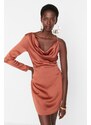 Trendyol Elegant Evening Dress with Cinnamon Satin Shoulder Detail