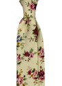 Kolem Krku Smetanová bavlněná kravata s květy
