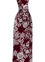 Kolem Krku Bordó bavlněná kravata s bílými květy