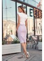 FASARDI Žebrovaná vypasovaná sukně / levandulové šaty