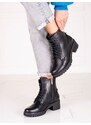 Výborné kotníčkové boty černé dámské na plochém podpatku
