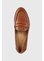 Kožené mokasíny Lauren Ralph Lauren Wynnie dámské, hnědá barva, na plochém podpatku, 80287500000000000