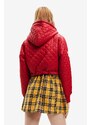 Mikina Desigual dámská, červená barva, s kapucí, s aplikací