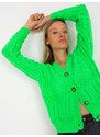 Fashionhunters Fluo zelený prolamovaný letní svetr s knoflíky RUE PARIS