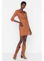 Trendyol Brown Piping Detailed Woven Dress