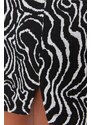 Trendyol Black Slit Detail Zebra Patterned High Waist Mini Knitted Skirt