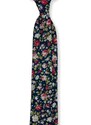 Kolem Krku Zelenomodrá bavlněná kravata s květy