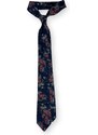 Kolem Krku Tmavě modrá bavlněná kravata s růžovým paisley