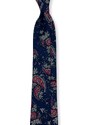 Kolem Krku Tmavě modrá bavlněná kravata s růžovým paisley