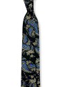 Kolem Krku Černá bavlněná kravata s modrým paisley