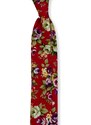 Kolem Krku Červená bavlněná kravata s květy