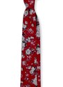 Kolem Krku Červená bavlněná kravata s bílými květy