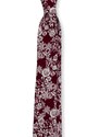 Kolem Krku Bordó bavlněná kravata s bílými květy
