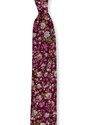 Kolem Krku Karmínově červená bavlněná kravata s květy