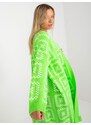 RUE PARIS NEONOVĚ ZELENÝ DLOUHÝ OVERSIZED KARDIGAN --FLUO GREEN Vzory