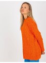 Fashionhunters Oranžový oversize svetr s copánky RUE PARIS