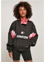 Ladies Starter Colorblock Halfzip Windbreaker - black/pinkgrapefruit