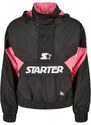 Ladies Starter Colorblock Halfzip Windbreaker - black/pinkgrapefruit