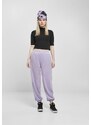 Dámské Urban Classics High Waist Ballon Velvet Sweat Pants - fialové