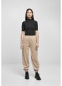 Dámské Urban Classics High Waist Ballon Velvet Sweat Pants - hnědé