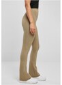 URBAN CLASSICS Ladies Organic Stretch Jersey Bootcut Leggings - khaki