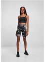 URBAN CLASSICS Ladies High Waist Tech Mesh AOP Cycle Shorts - darkflower