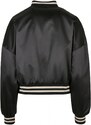 URBAN CLASSICS Ladies Short Oversized Satin College Jacket - black