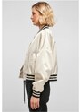 URBAN CLASSICS Ladies Short Oversized Satin College Jacket - softseagrass