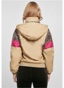 URBAN CLASSICS Ladies AOP Mixed Pull Over Jacket - unionbeige/darkleo/w.