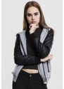 URBAN CLASSICS Ladies Diamond Synthetic Leather Sleeve Zip Hoody
