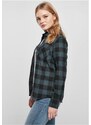 URBAN CLASSICS Ladies Turnup Checked Flanell Shirt - jasper/black