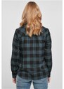 URBAN CLASSICS Ladies Turnup Checked Flanell Shirt - jasper/black