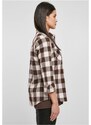 URBAN CLASSICS Ladies Turnup Checked Flanell Shirt - pink/brown