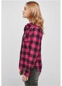 URBAN CLASSICS Ladies Turnup Checked Flanell Shirt - wildviolet/black