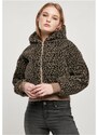 URBAN CLASSICS Ladies Short Oversized AOP Sherpa Jacket - darktaupeleo