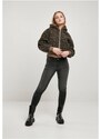 URBAN CLASSICS Ladies Short Oversized AOP Sherpa Jacket - darktaupeleo