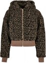 URBAN CLASSICS Ladies Short Oversized AOP Sherpa Jacket - darktaupeleo