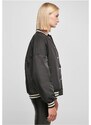 URBAN CLASSICS Ladies Oversized Recycled College Jacket - black