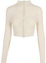 URBAN CLASSICS Ladies Cropped Rib Knit Zip Cardigan - whitesand