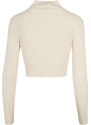 URBAN CLASSICS Ladies Cropped Rib Knit Zip Cardigan - whitesand