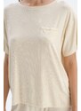 Dagi Ecru Short Sleeve Viscose T-shirt Pajama Top