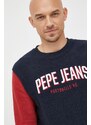 Bavlněná mikina Pepe Jeans pánská, tmavomodrá barva, s aplikací