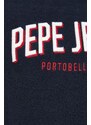 Bavlněná mikina Pepe Jeans pánská, tmavomodrá barva, s aplikací