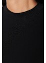 Trendyol Black With Shirring Detailed Sleeves, Fitted/Situated Stand Collar Crop Flexible Knitted Blouse